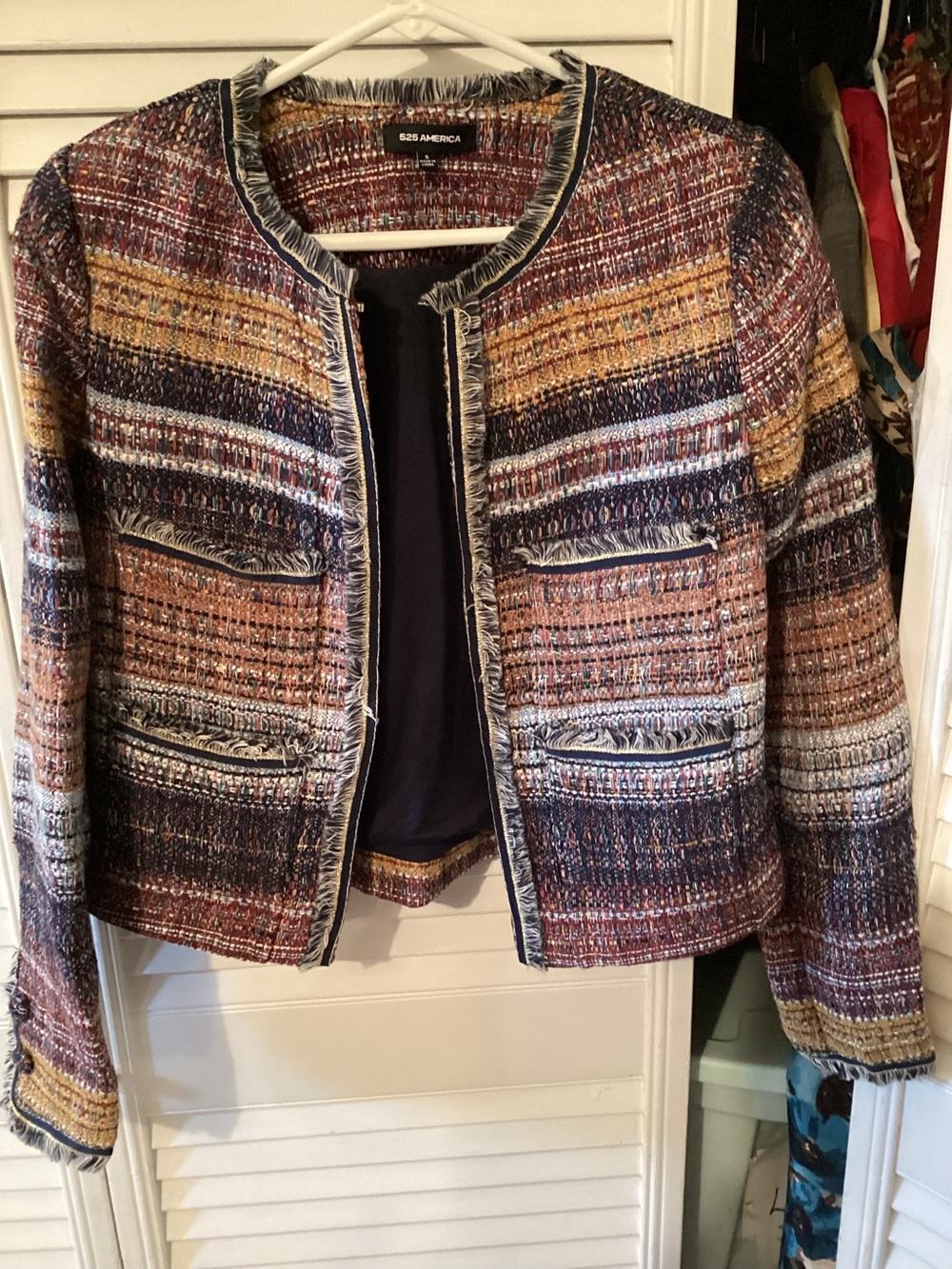 525 American ladies multicolored tweed jacket, size small